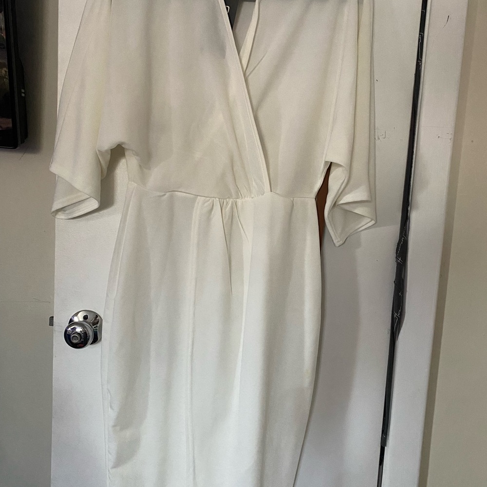 Boohoo White Long Sleeve Dress